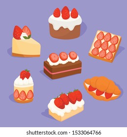 conjunto de varios caramelos de fresa