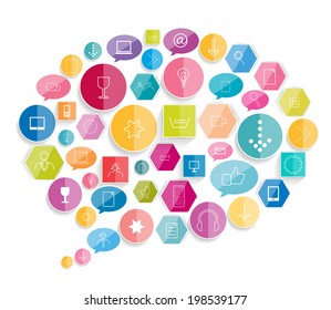 Set of various stroke icons. Trend flat vector shape.