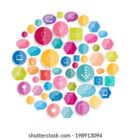 Set of various stroke icons. Trend flat vector shape. 