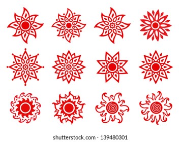 Set of various stylized suns. EPS 8