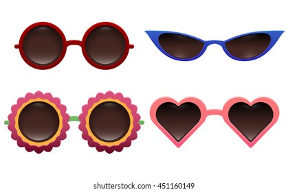 Set of various summer sunglasses. Vector element for your creativity