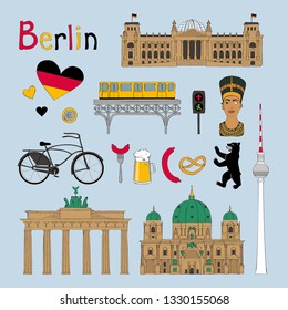 Set with various symbols of Berlin - Vector