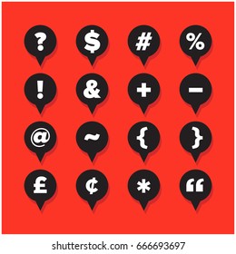 Set of Various Symbols In Speech Bubble Buttons For Website 