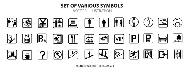 Conjunto de vários símbolos ilustração vetorial