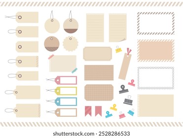 Set of various tags and cards