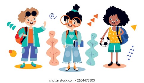 Set Of Various Teen College Students
