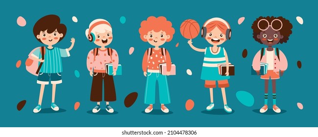 Set Of Various Teen College Students