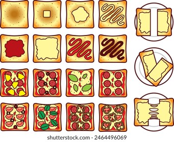 A set of various toast illustrations