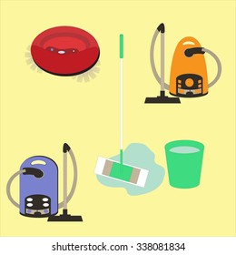 Set of various tools for cleaning