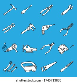 Set of various tools for working in the workshop.