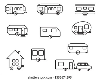 Set of various trailers on a white background. Vector illustration. 