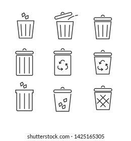 Set of various trash can icon with line design suitable for minimalist graphic design. Trash can vector illustration with simple design 