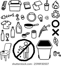 Set of various trash illustration. 