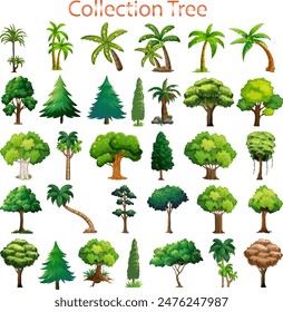 Set of various tree icons communication line icon set Editable stroke