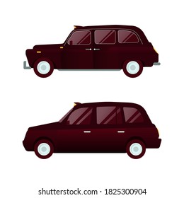 Conjunto de Diversos Tipos de Vehículo Taxi. Ilustración moderna de vectores de estilo plano.