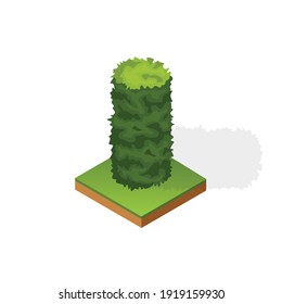 Conjunto de madera de varios tipos aislado sobre fondo blanco. Planta verde para el paisaje isométrico parque público o jardín. Elemento de constructor horizontal. Icono de vector para infografía o juego