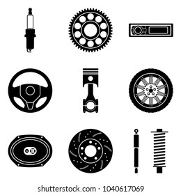 Set of various types of car parts. Vector illustration