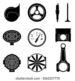 Set of various types of car parts