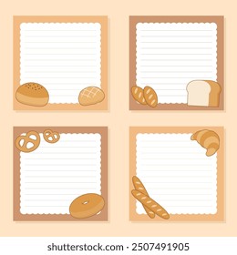 Un conjunto de varios tipos de pequeño cuaderno de pan lindo, Ilustración vectorial