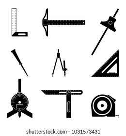Set of various types of measuring tools. Vector flat icons