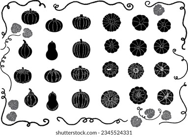 Conjunto de varios tipos de ilustraciones de silueta de calabaza
