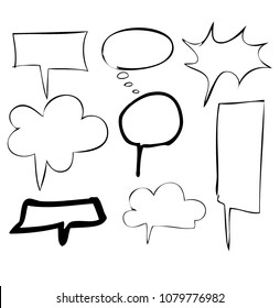 Set of various types of speech bubbles,Freehand drawing bubble speech items,Speech Balloons Collection. Various comics text bubbles, Vector illustration.