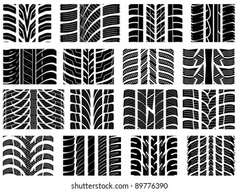 Set of various tyre treads