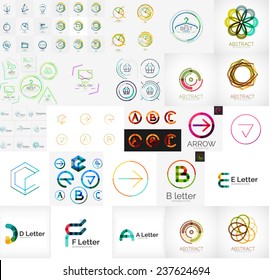 Set of various universal company logos - letters, business symbols, loops, concepts, arrows, infinity