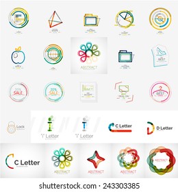 Conjunto de vários logotipos universais da empresa - letras, símbolos de negócios, loops, conceitos, setas, infinito