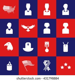 Set of various USA  veteran day graphics, icons or badges and design elements