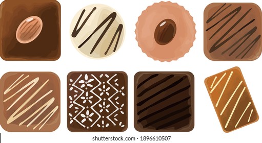 set of Various Valentine's chocolates