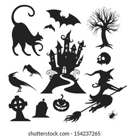 Set of various vector halloween design elements