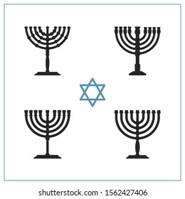 Set of various vector menorah for Happy Hanukkah holiday