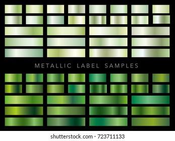 A set of various vector metallic label samples.