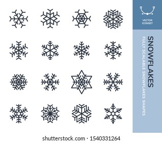 Set of various vector snowflakes shapes. Fully scalable.