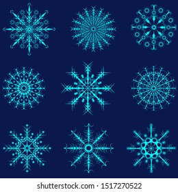 set of various vector snowflakes for your design
