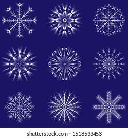set of various vector snowflakes for your design