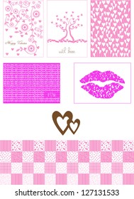 set of various vector valentine cards
