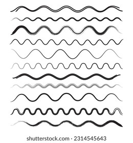 Set of various vector wavy line dividers