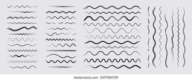 Set of various vector wavy line dividers