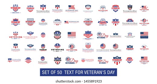 set of various veteran day graphic design vector templates