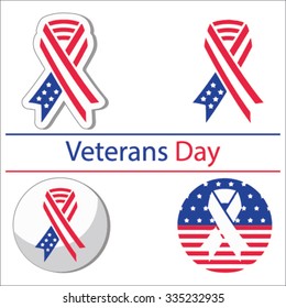 Set of various Veterans day graphics objects and labels, Veterans day emblems, Veterans day symbols, Veterans day icons and badges. Veterans day Vector templates and Veterans day design elements.