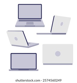 Set of various views of laptops. Vector collection in a flat style