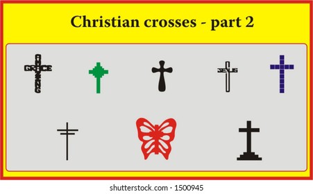 set of various vintage christian crosses, symbols of faith and religion - vectors part 2
