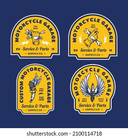 Set of Various Vintage Motorcycle Garage Logo Badge