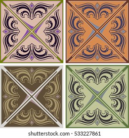 Set of various vintage seamless patterns in curve EPS 10