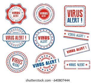 Set of various Virus alert stamps