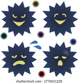 Juego de iconos de dibujo de virus. Ilustración del vector