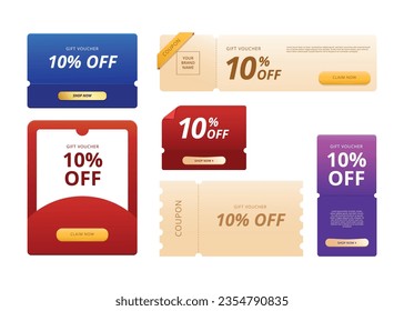 Set of various voucher coupon design for marketing or promotion vector banner design