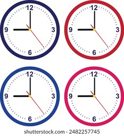 set of  various wall clocks illustrative vector